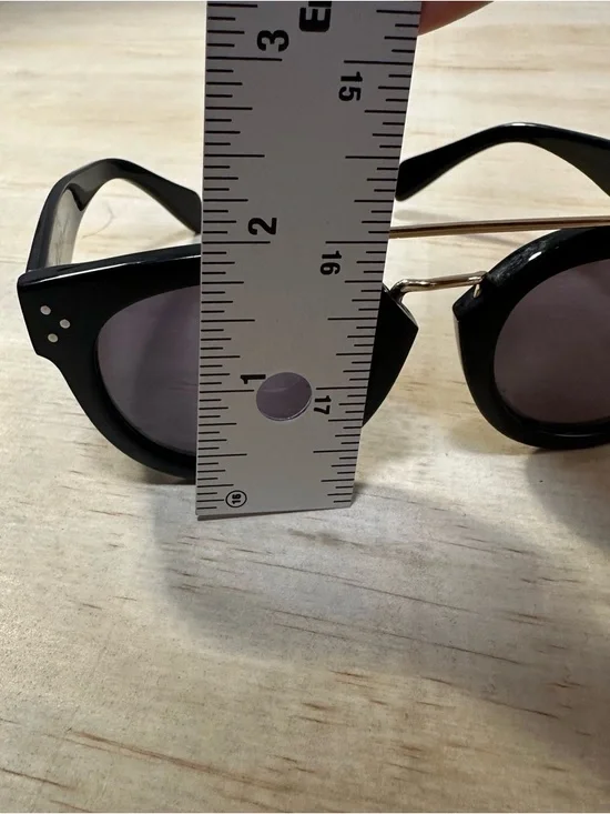 Vtg CELINE Preppy Pretty Double Bridge Sunglasses Black Gold Italy Purple Grad - Picture 11 of 13